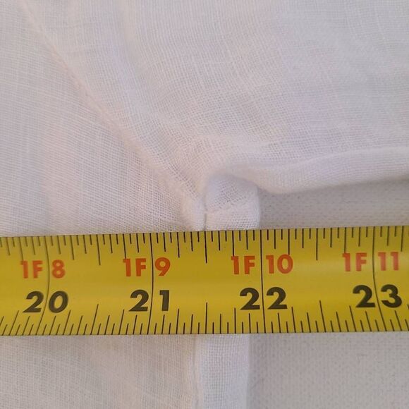 Beyond Capri Womens Linen Blouse Side Tie Quarter Sleeve Button White OS - Picture 11 of 13